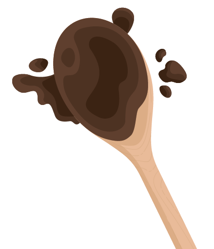 Decorative spoon with melted chocolate